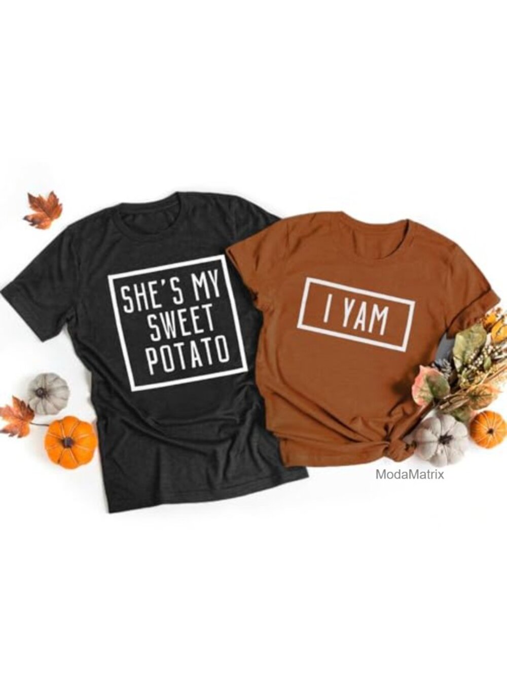 Sweet Potato I Yam Couple Thanksgiving T-Shirt Casual Short Sleeve Tee